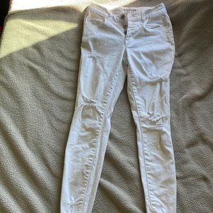 All white high rise jeans
